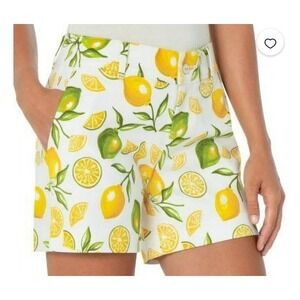 Isaac Mizrahi NEW Womens Sz 16 Tailored Shorts Lemon Limes Citrus Spring Preppy